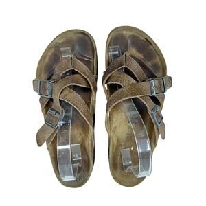 Birkenstock Temara Sandals Leather Buckle Flat Brown Size 41 US 10 10.5